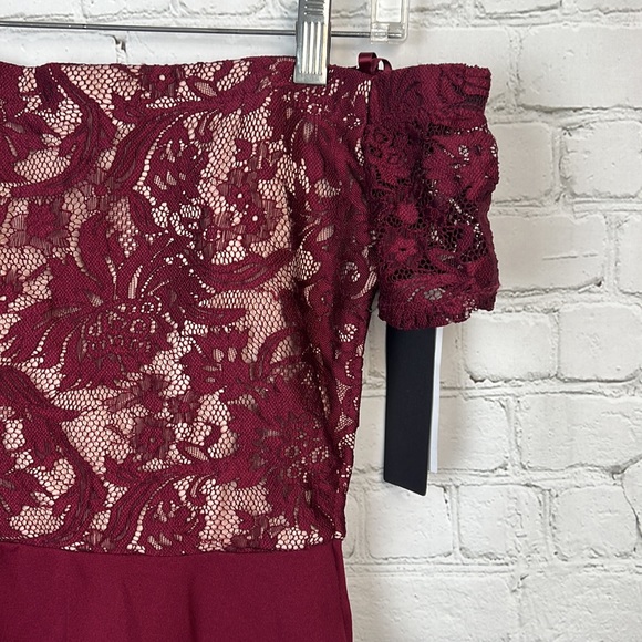 City Studio Burgundy Off Shoulder High Low Dress Prom Juniors Size 1 - Picture 3 of 5